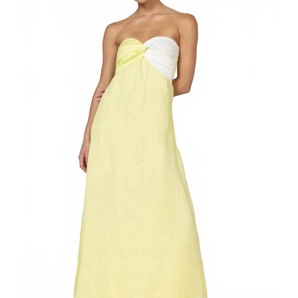 NEW LUSANA melody linen maxi dress in neon lime / white